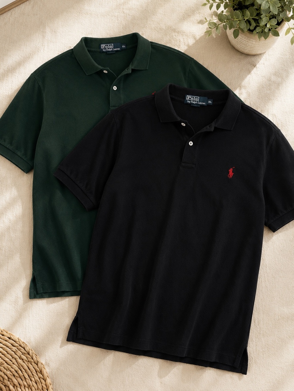 Polo Ralph Lauren Polo Shirt Bundle XL Black Green Short Sleeve Lot of 2